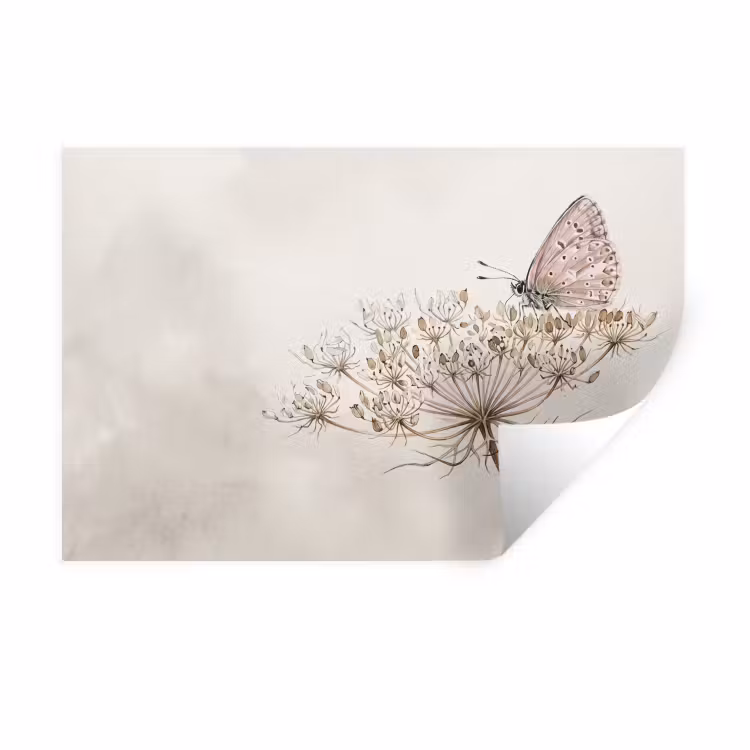 Muursticker - Vlinder - Bloem -Natuur - Beige — 1