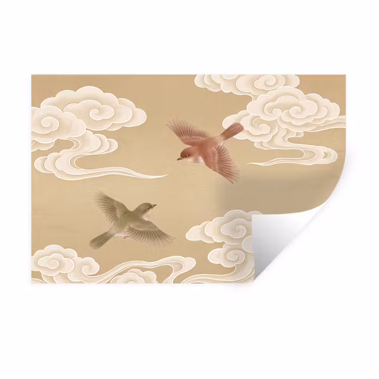 Muursticker - Vogels - Vliegen - Beige — 1