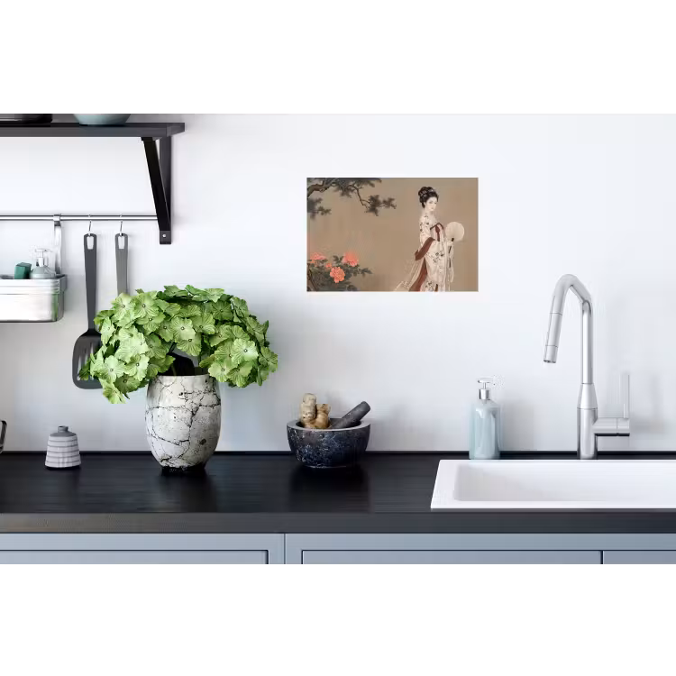 Muursticker - Vrouw - Azië - Kunst - Beige — 2
