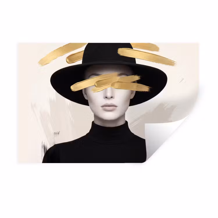 Muursticker - Vrouw - Portret - Modern - Goud - Kunst — 1