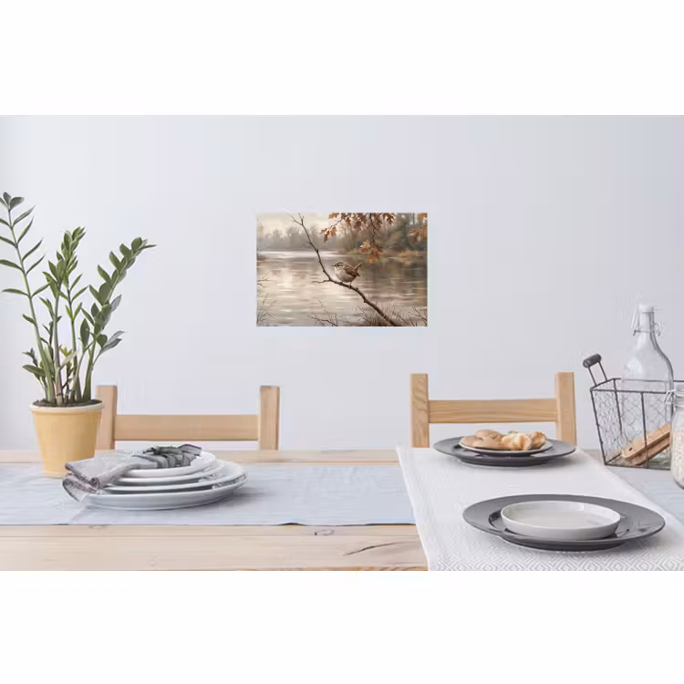 Muursticker - Winterkoninkje - Tak - Rivier - Natuur - Sfeervol — 3