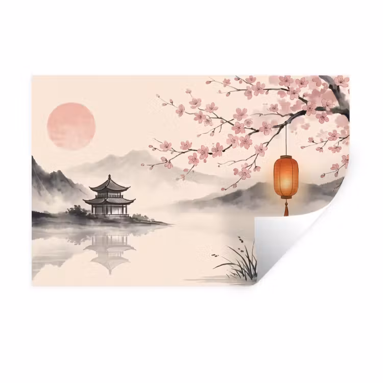 Muursticker - Zon - Japans - Traditioneel — 1