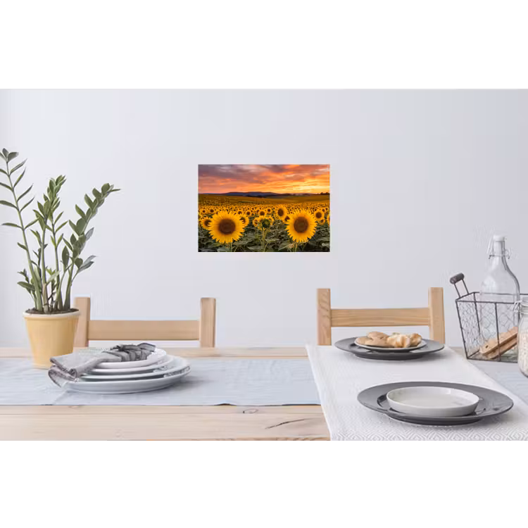 Muursticker - Zonnebloemen - Heuvellandschap - Geel — 3