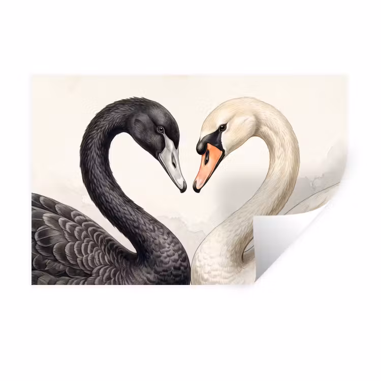 Muursticker - Zwanen - Hartvorm - Dieren — 1