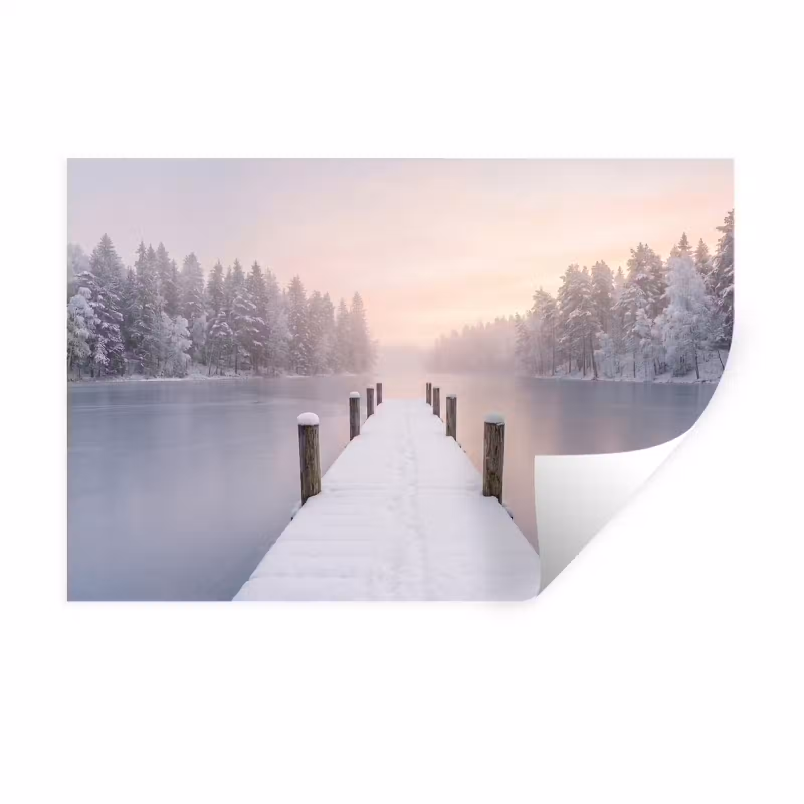 Muursticker - Steiger - Meer - Mist - Winter - Serene — 1