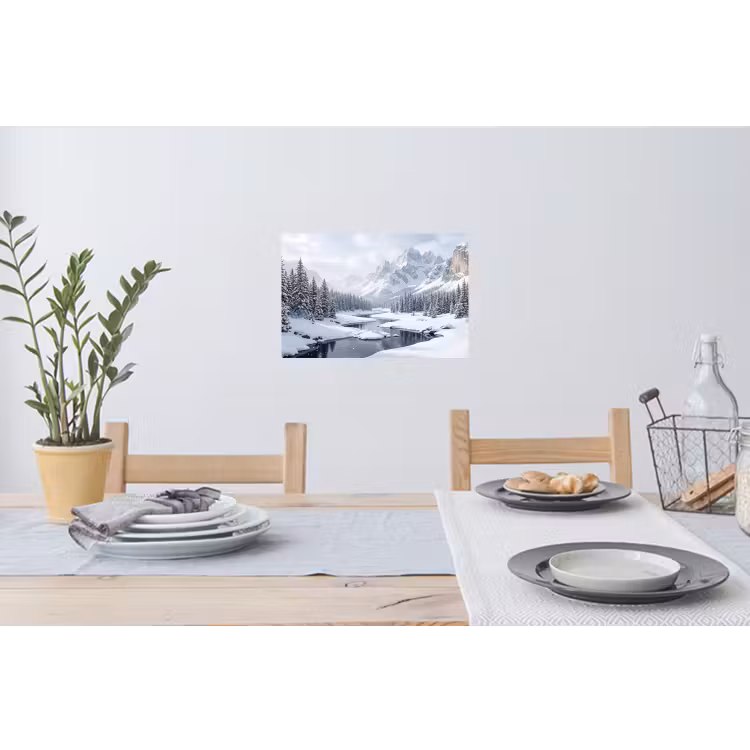 Muursticker - Sneeuwlandschap - Bergen - Rivier - Winter — 3