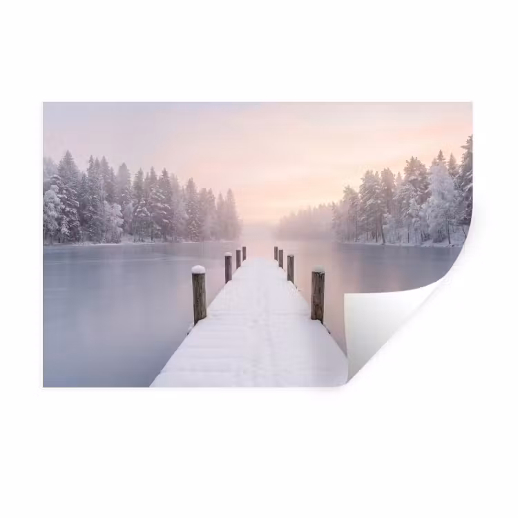 Muursticker - Steiger - Meer - Mist - Winter - Serene — 1