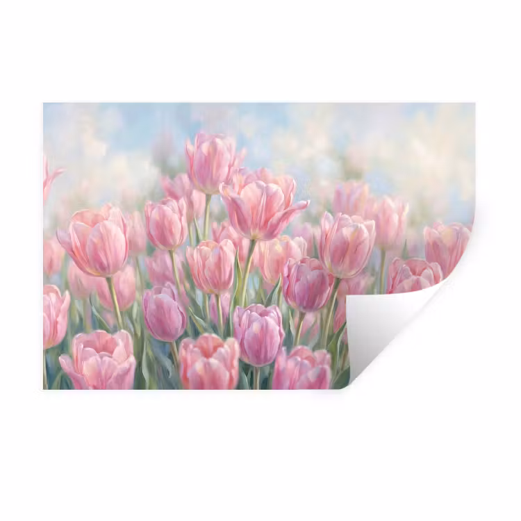 Muursticker - Tulpen - Veld - Lente - Roze — 1