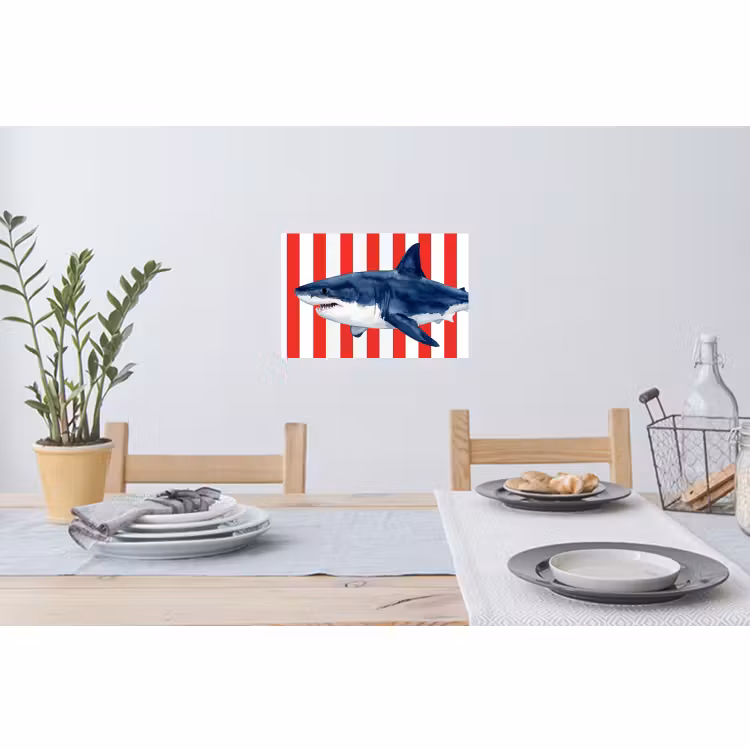 Muursticker - Vis - Haai - Zee - Illustratie - Blauw — 3