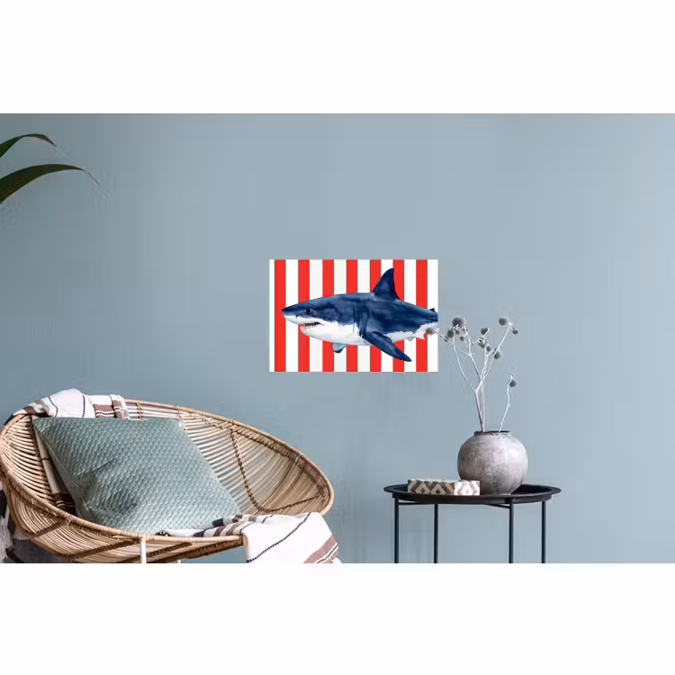 Muursticker - Vis - Haai - Zee - Illustratie - Blauw — 4