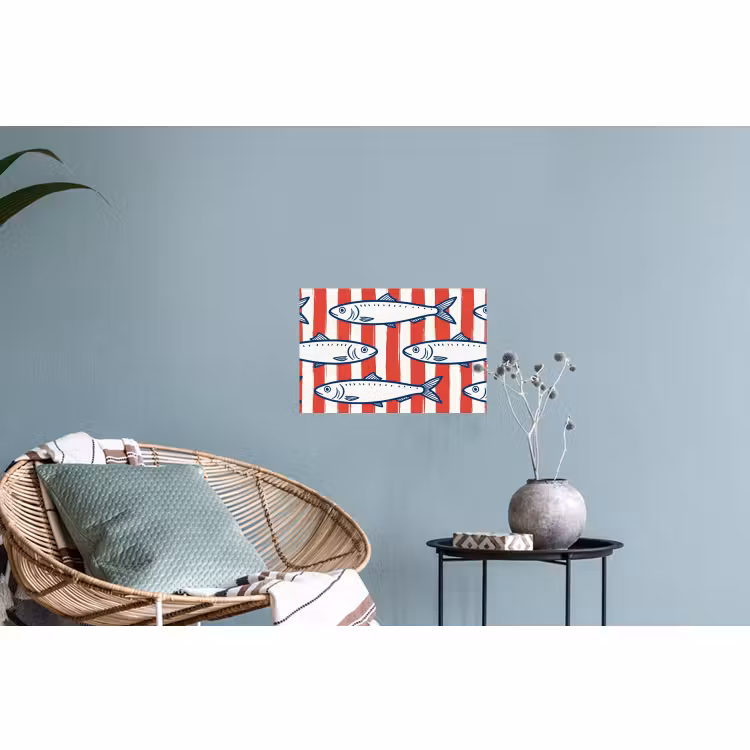 Muursticker - Vis - Patroon - Strepen - Illustratie - Rood — 4