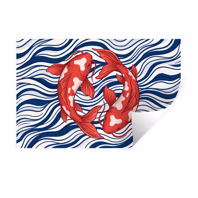 Muursticker - Vis - Water - Natuur - Illustratie - Rood — 1