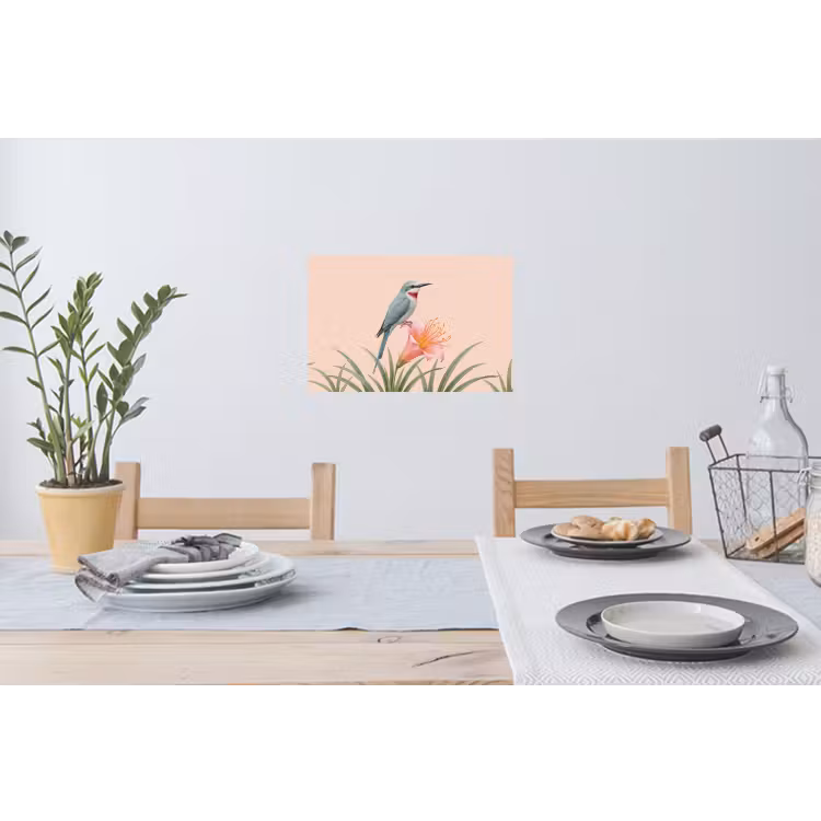 Muursticker - Vogel - Bloem - Natuur - Roze — 3