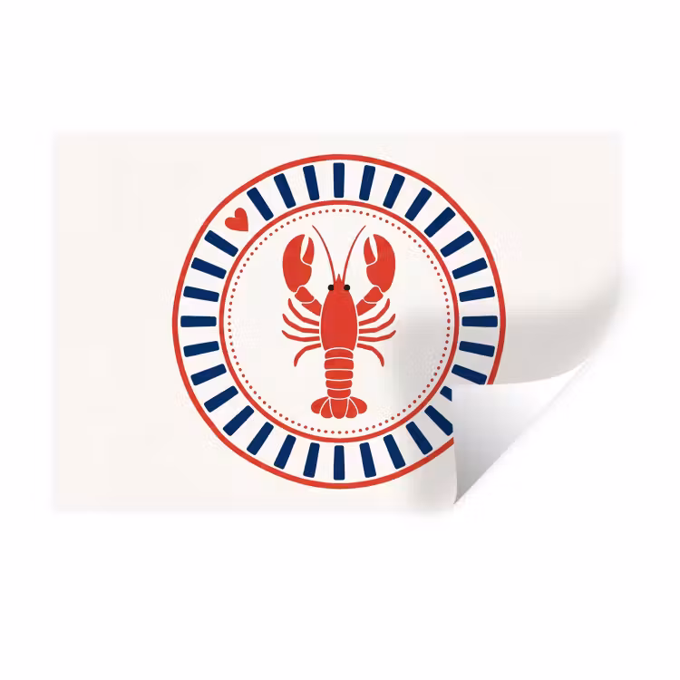 Muursticker - Zeeleven - Kreeft - Embleem - Grafisch - Rood — 1