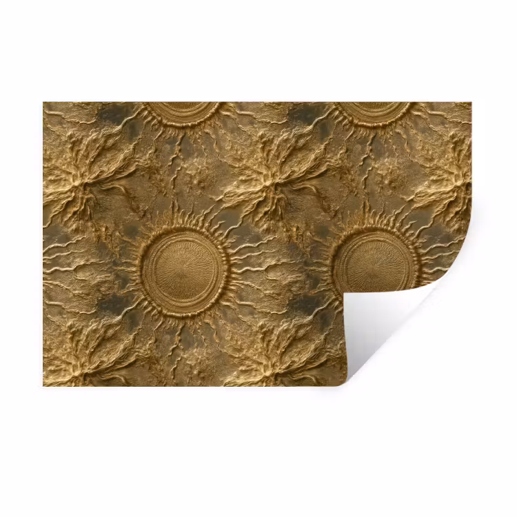 Muursticker - Zon - Reliëf - Antiek - Goud — 1