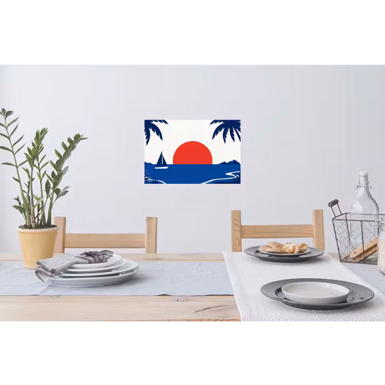 Muursticker - Zonsondergang - Zee - Palmboom - Tropisch - Modern — 3