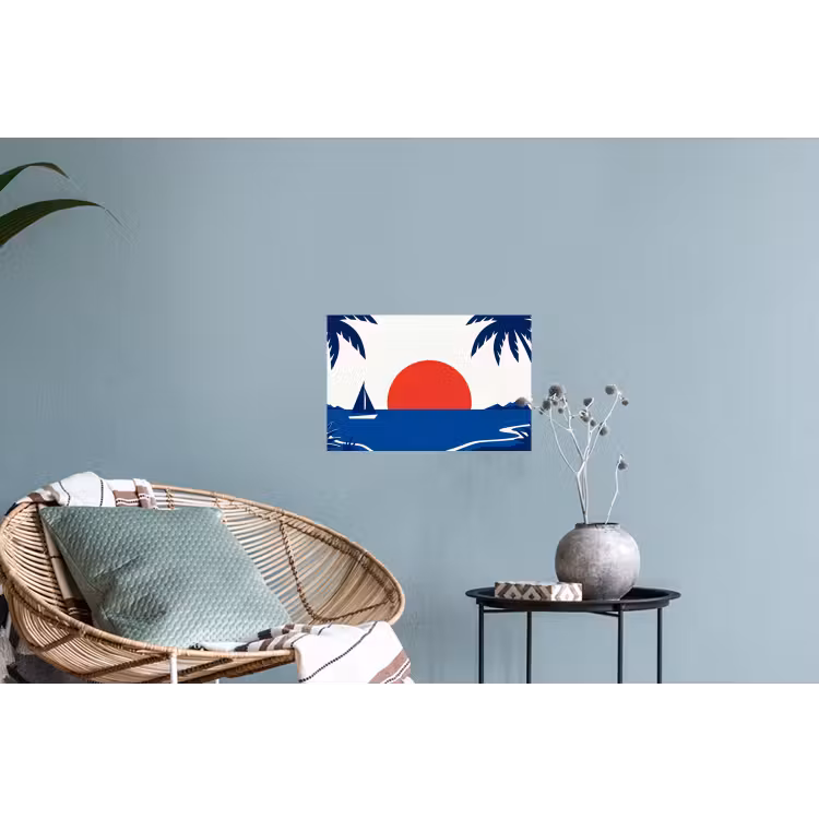 Muursticker - Zonsondergang - Zee - Palmboom - Tropisch - Modern — 4
