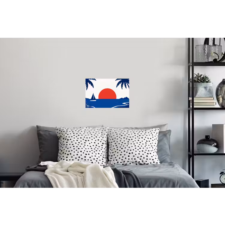 Muursticker - Zonsondergang - Zee - Palmboom - Tropisch - Modern — 5
