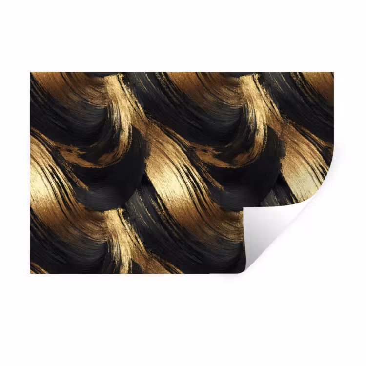 Muursticker - Verfstreken - Abstract - Goud - Zwart — 1