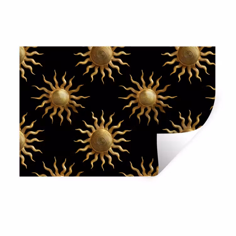 Muursticker - Zon - Patroon - Luxe - Goud - Zwart — 1