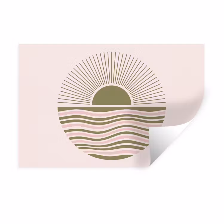 Muursticker - Zon - Zee - Abstract - Modern - Roze — 1