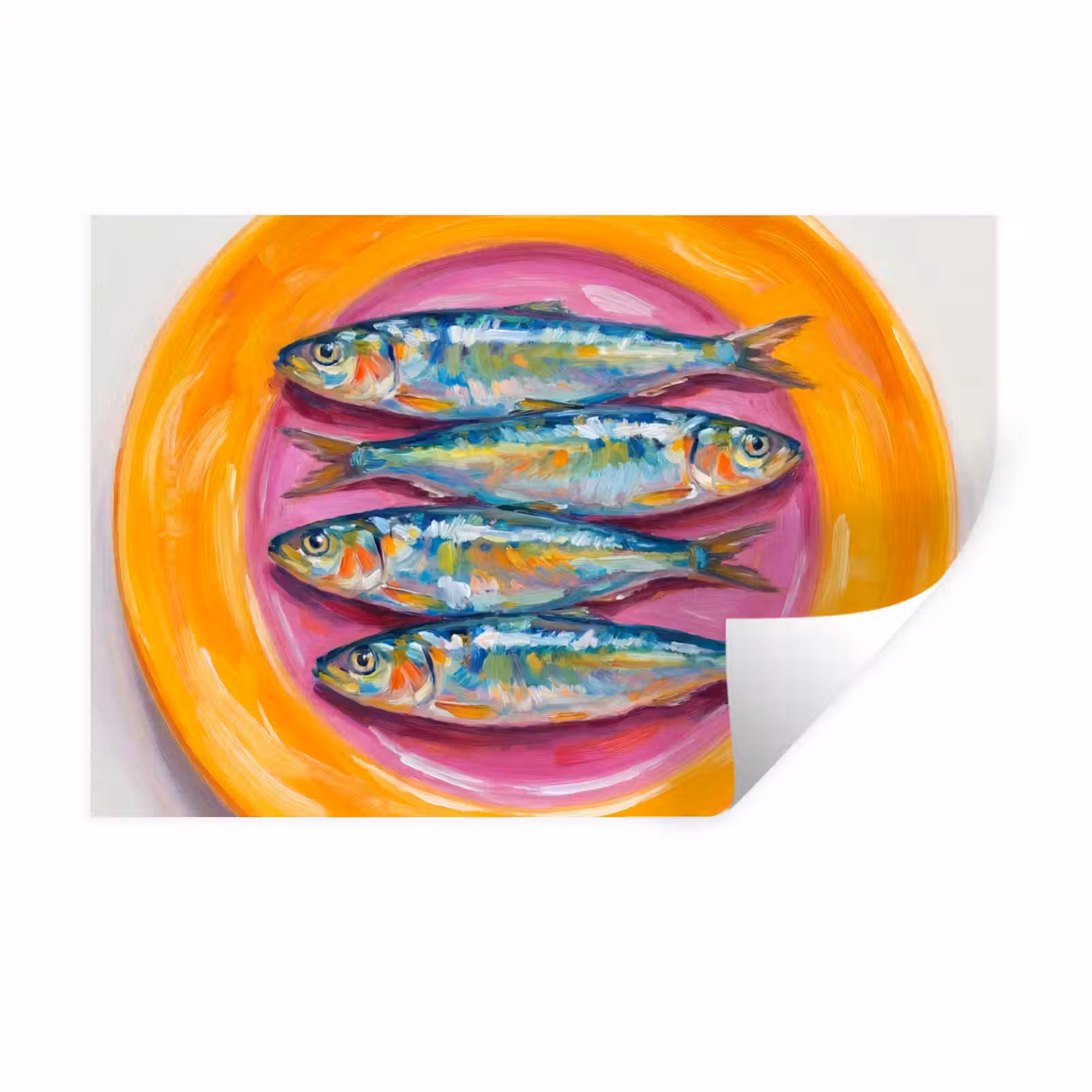 Muursticker - Vis - Vier - Eten - Modern - Kleurrijk — 1