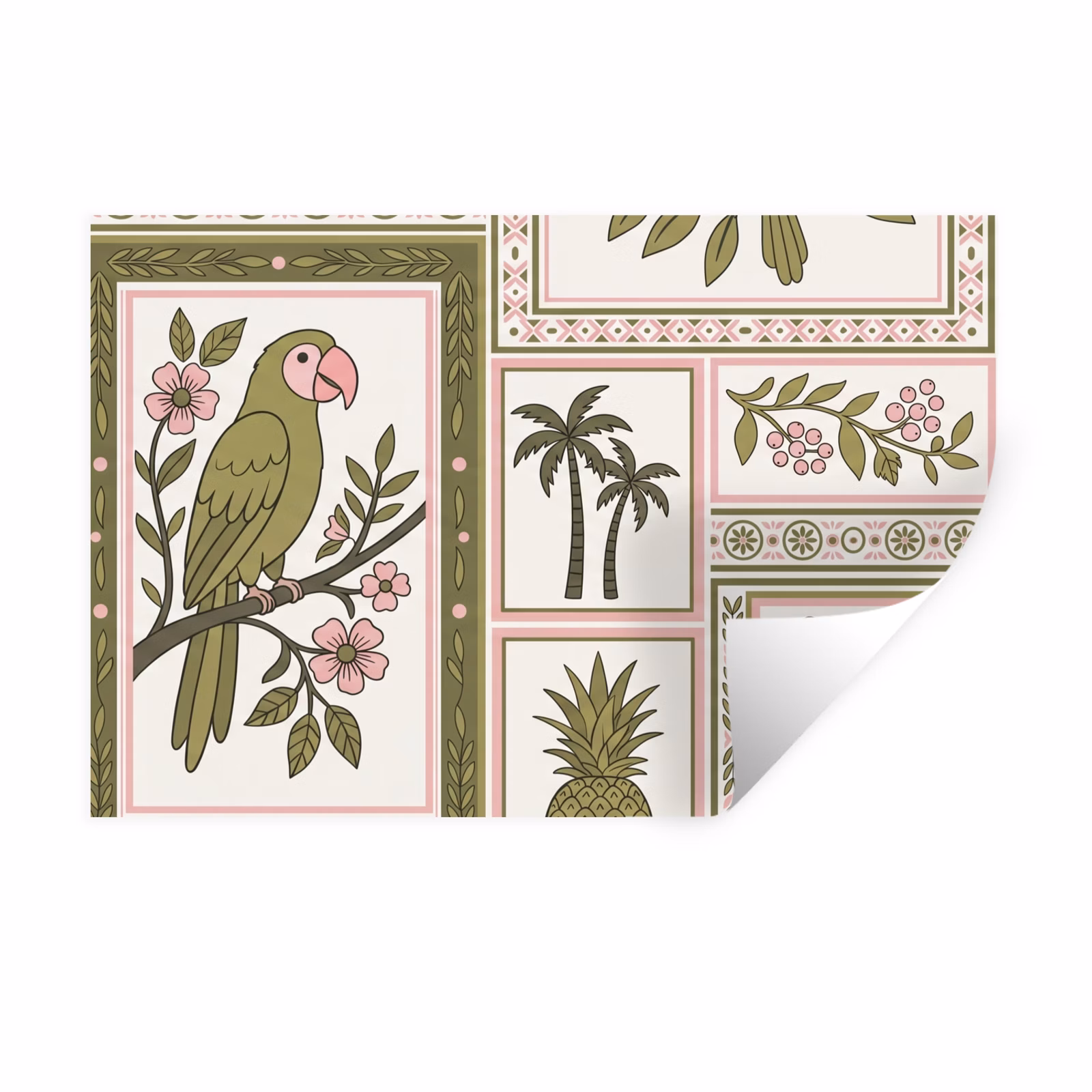 Muursticker - Vogel - Tropisch - Patroon - Decoratief - Groen — 1