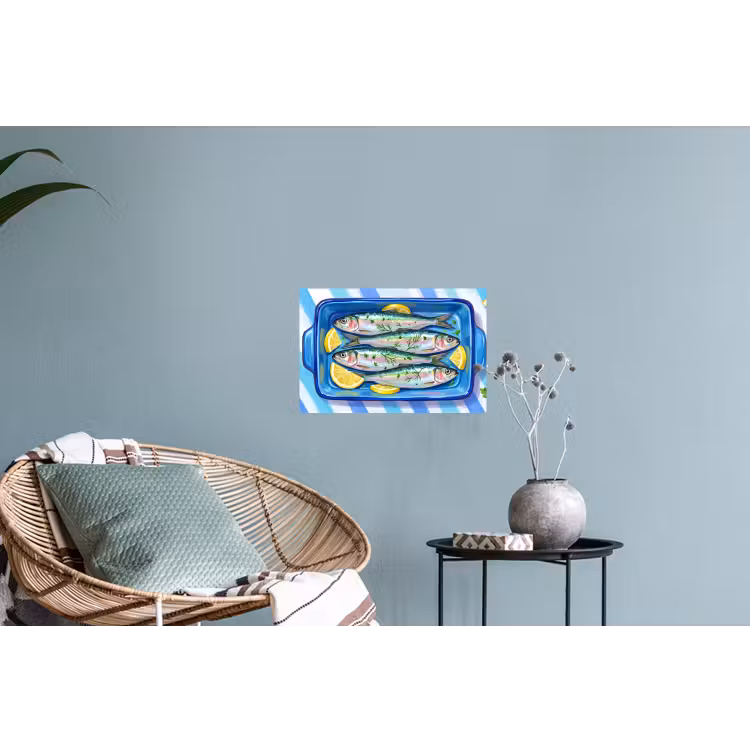 Muursticker - Vis - Citroen - Kruiden - Eten - Blauw — 4