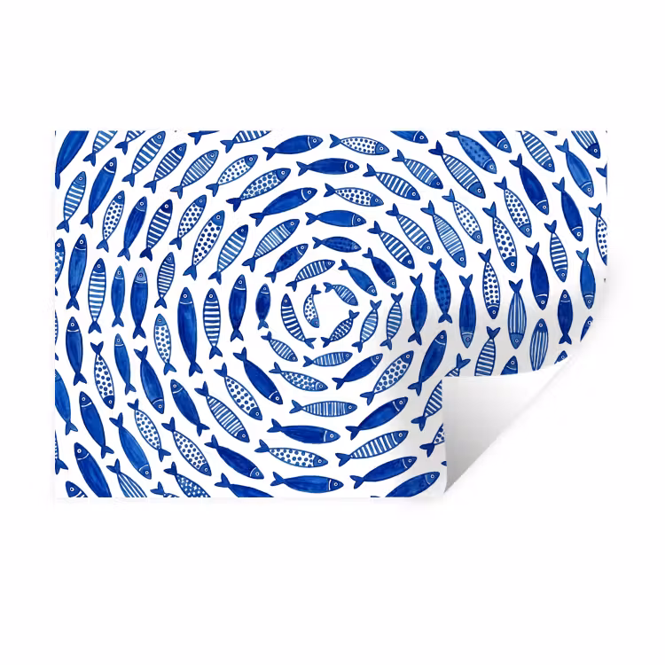 Muursticker - Vis - Patroon - Onderwater - Abstract - Blauw — 1