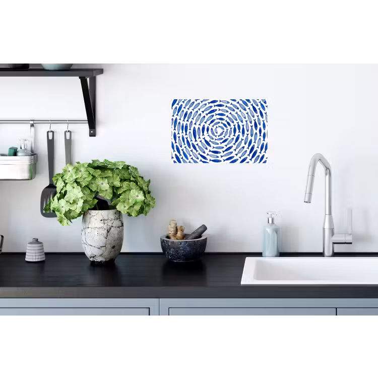 Muursticker - Vis - Patroon - Onderwater - Abstract - Blauw — 2