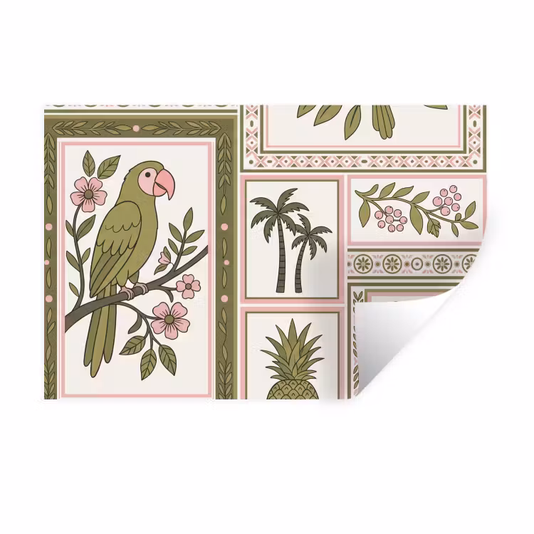 Muursticker - Vogel - Tropisch - Patroon - Decoratief - Groen — 1