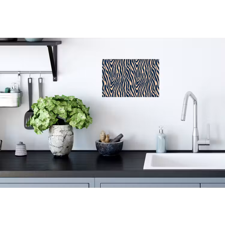 Muursticker - Zebra - Patroon - Blauw - Beige — 2