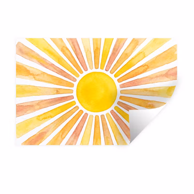 Muursticker - Zon - Stralen - Aquarel - Geel - Abstract — 1