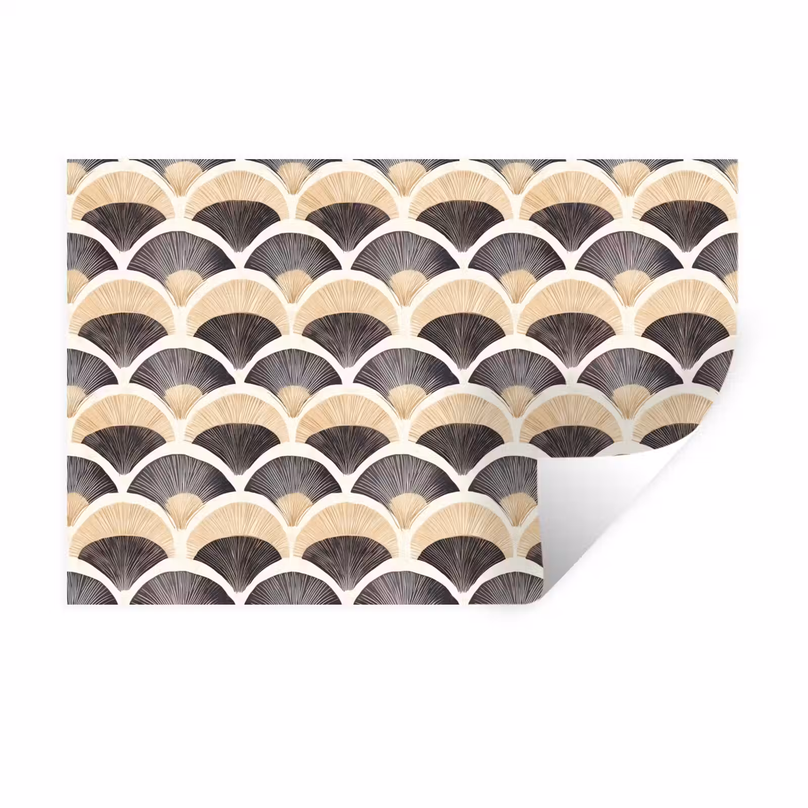 Muursticker - Waaier - Patroon - Zwart - Beige — 1