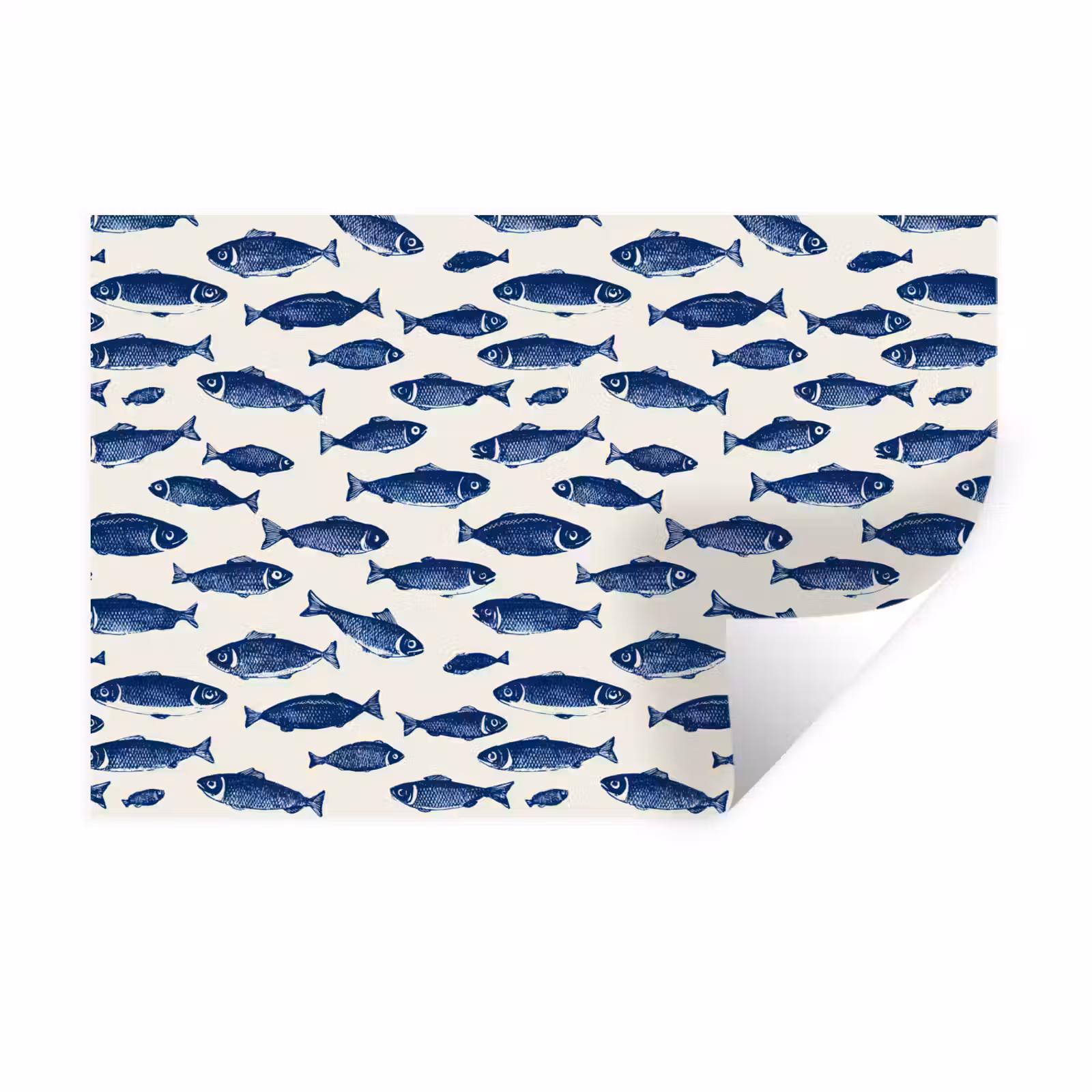 Muursticker - Vissen - Patroon - Blauw - Wit — 1