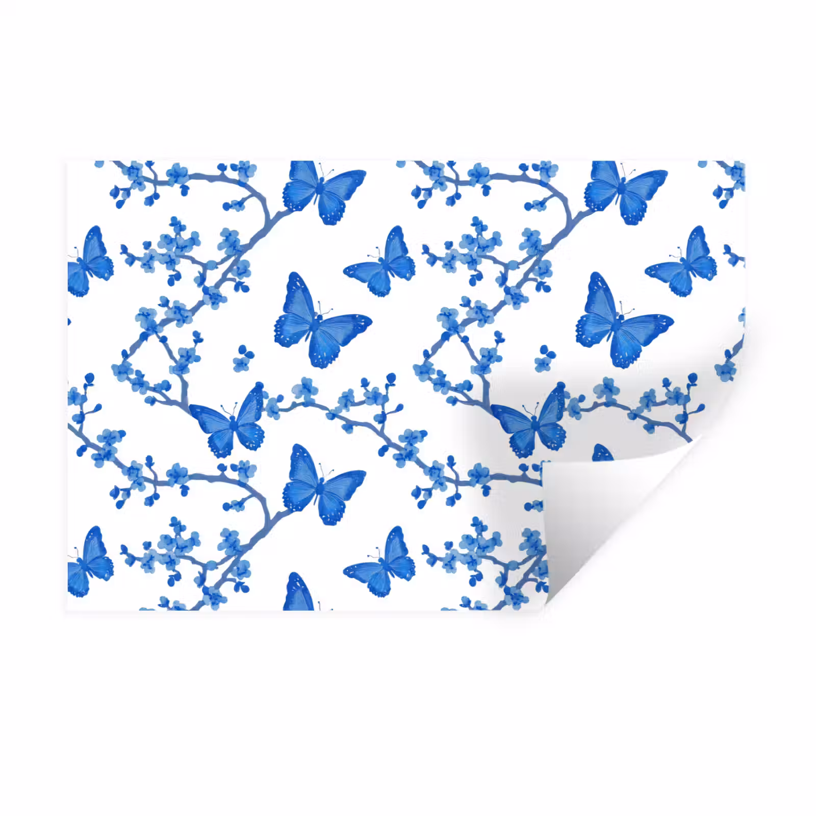 Muursticker - Vlinder - Bloemen - Blauw — 1