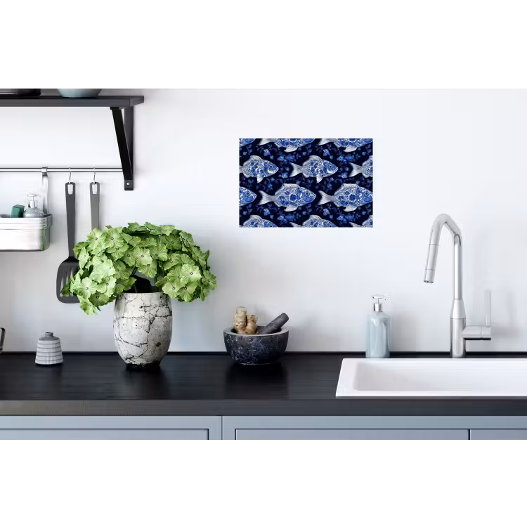 Muursticker - Vissen - Bloemen - Blauw — 2