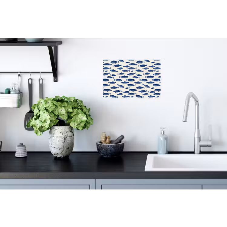 Muursticker - Vissen - Patroon - Blauw - Wit — 2