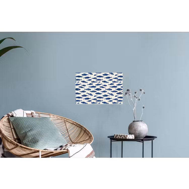 Muursticker - Vissen - Patroon - Blauw - Wit — 4