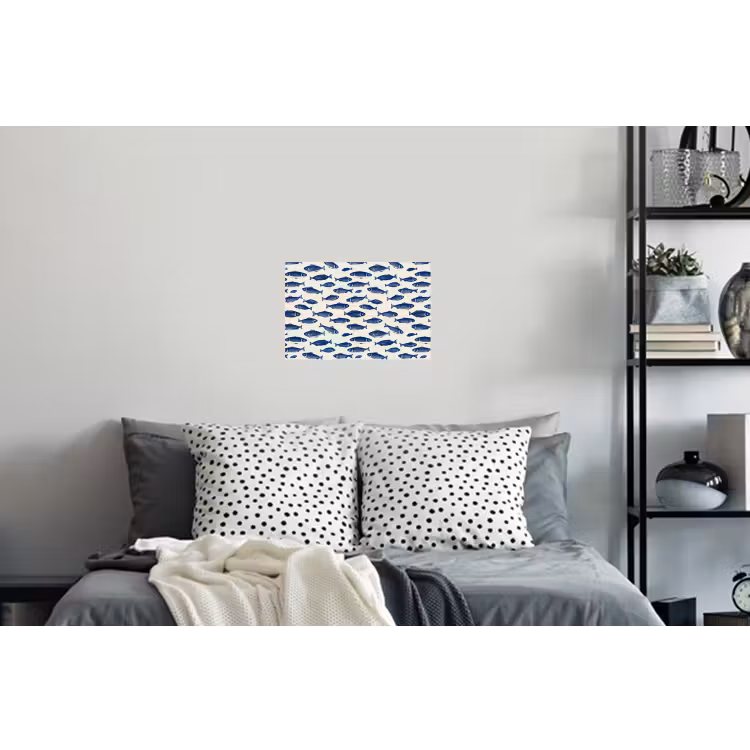 Muursticker - Vissen - Patroon - Blauw - Wit — 5