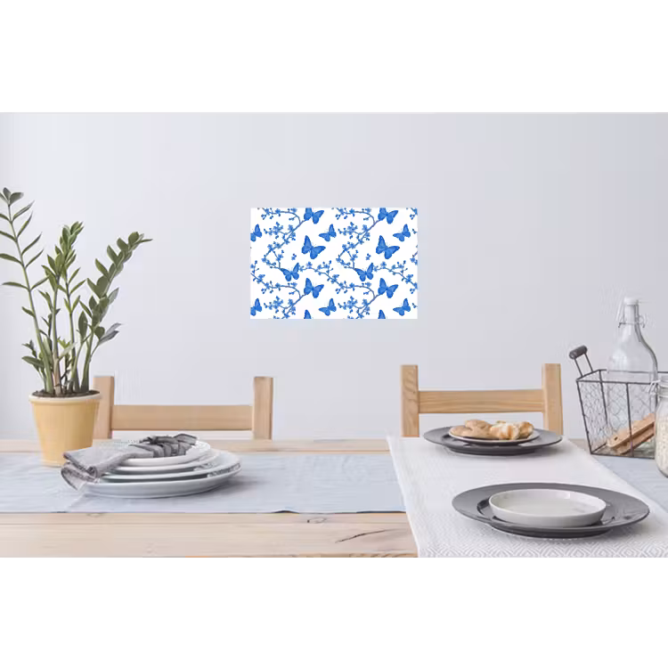 Muursticker - Vlinder - Bloemen - Blauw — 3