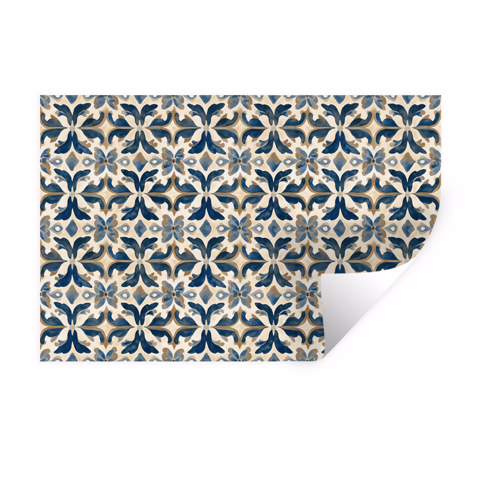 Muursticker - Tegel - Patroon - Blauw - Beige — 1