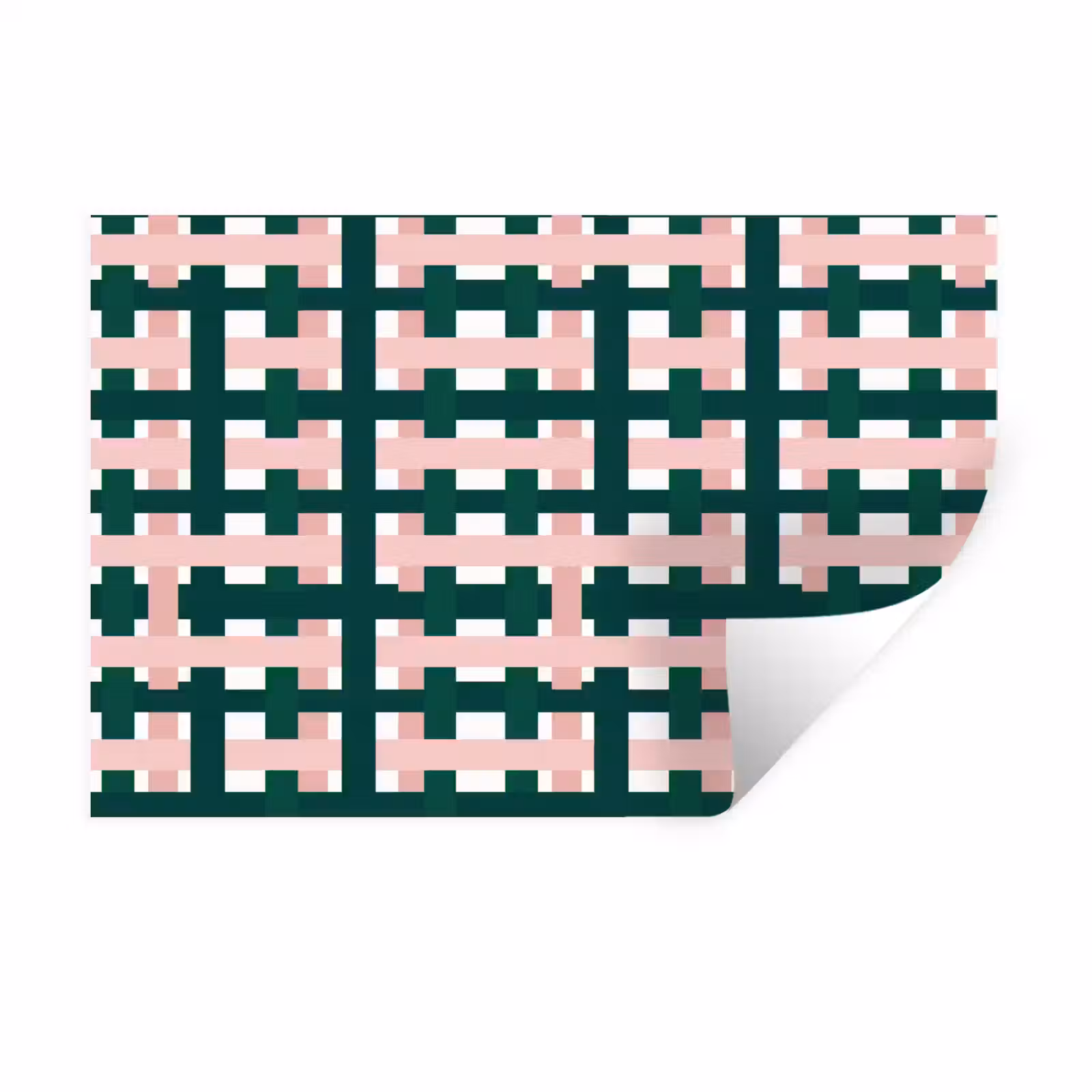 Muursticker - Vlechtpatroon - Groen - Roze - Grafisch — 1