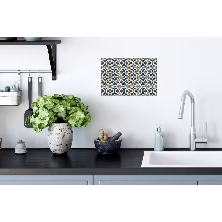 Muursticker - Tegel - Patroon - Blauw - Beige — 2