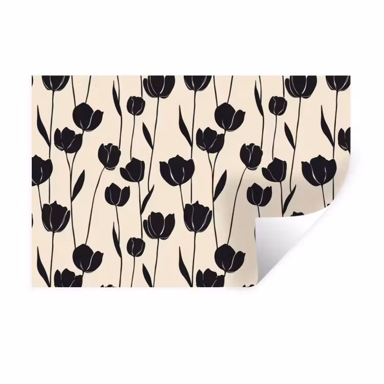 Muursticker - Tulpen - Patroon - Zwart — 1