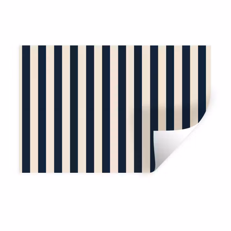 Muursticker - Verticale strepen - Blauw - Crème — 1