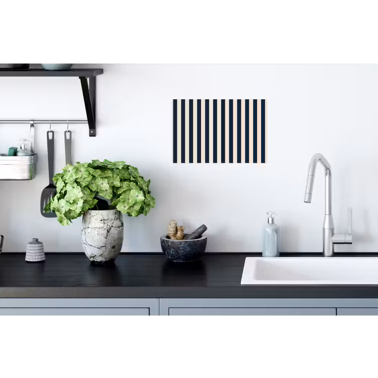 Muursticker - Verticale strepen - Blauw - Crème — 2