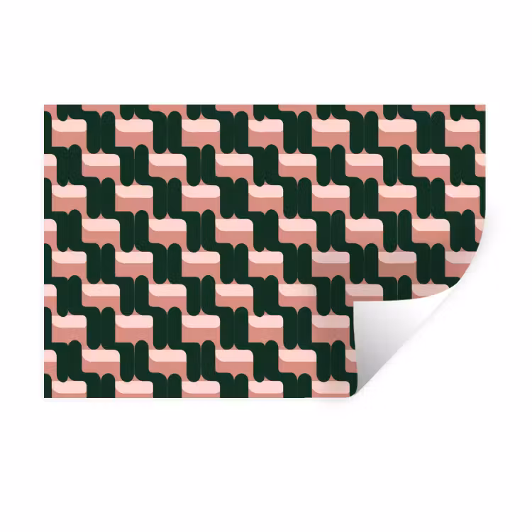 Muursticker - Vlechtpatroon - Groen - Roze - Geometrisch — 1
