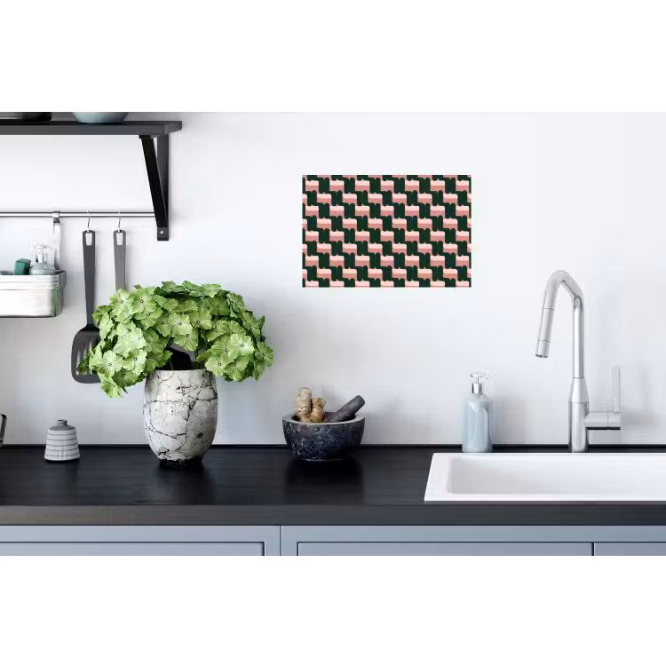 Muursticker - Vlechtpatroon - Groen - Roze - Geometrisch — 2