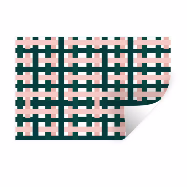 Muursticker - Vlechtpatroon - Groen - Roze - Grafisch — 1